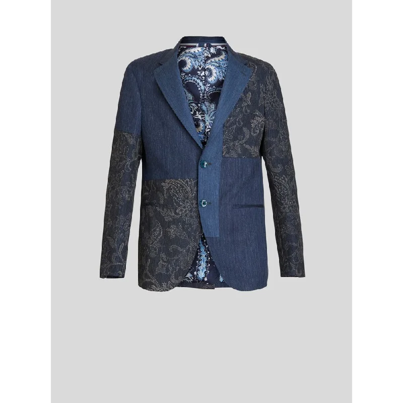 luxury men's bespoke suits -Tailored Patchwork Jacket