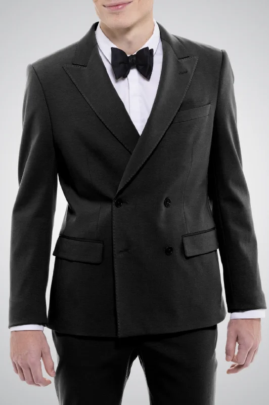 men's casual black tuxedo suit -Thompson Fitted Double Breast Blazer