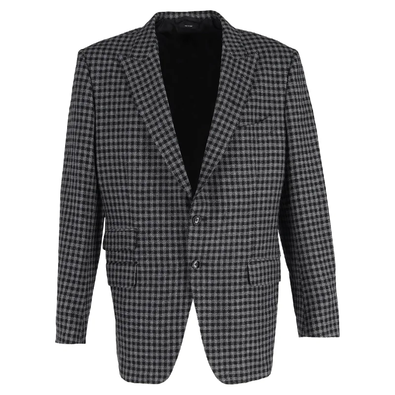 men's suits with slim lapels -Tom Ford O'Connor Slim-Fit Gingham Suit Jacket in Wool Grey