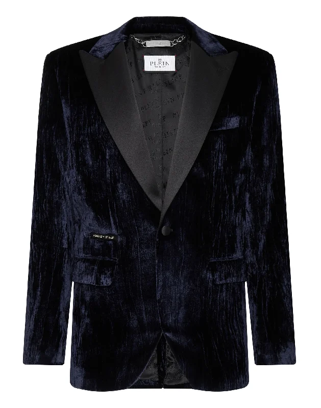 men's tuxedo suits with satin lapels -Velvet Blazer Lord Fit