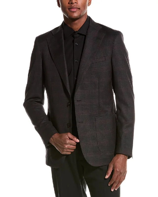 men's black formal suits -Zanetti Wool Suit Jacket