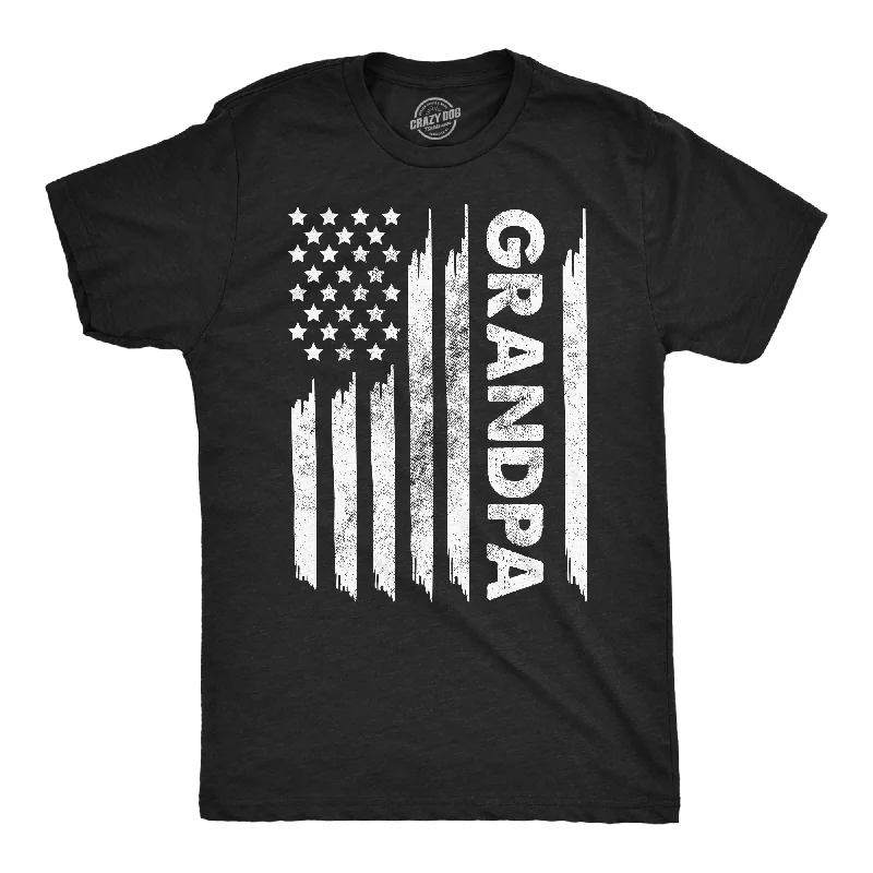 men's casual checkered shirts-American Flag Grandpa Men's T Shirt