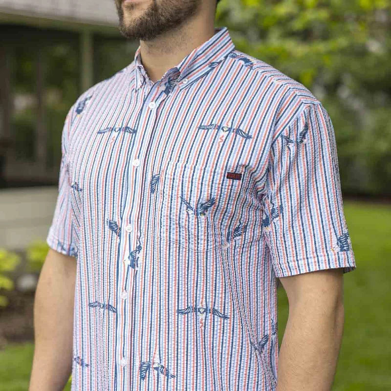 men's long sleeve button-up shirts-America's Got Talons – Stretch Seersucker Short Sleeve Shirt