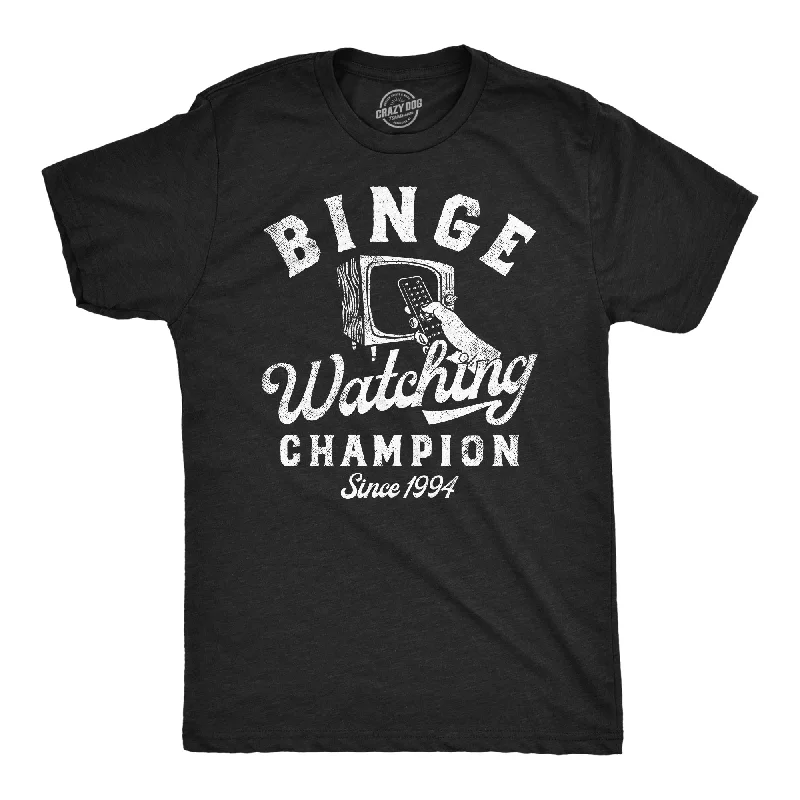 men's trendy casual shirts-Binge Watching Champion Men's T Shirt