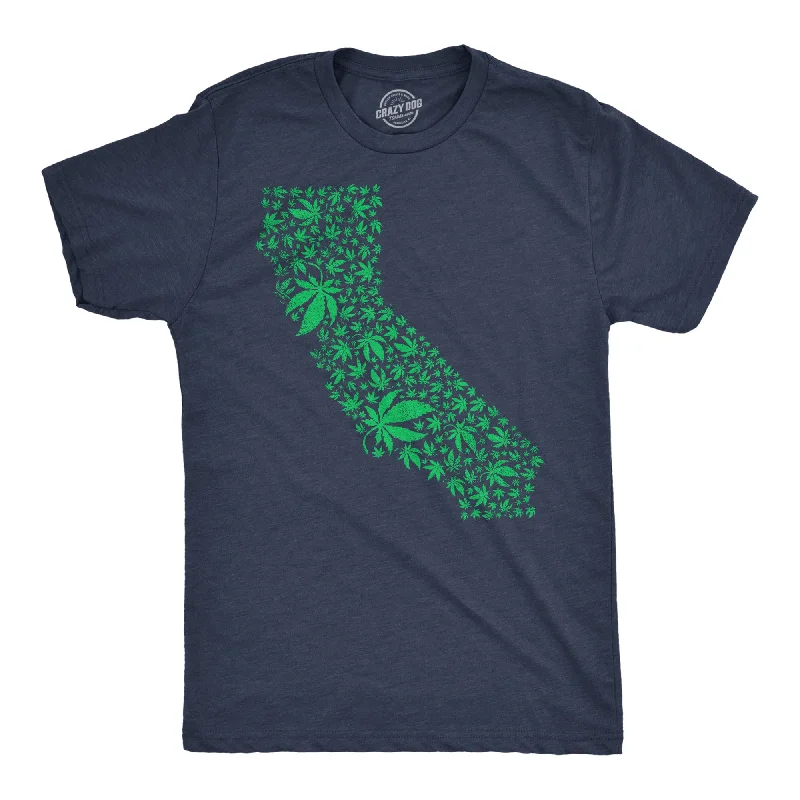 men's black shirts-California State Pot Leaves Men's T Shirt