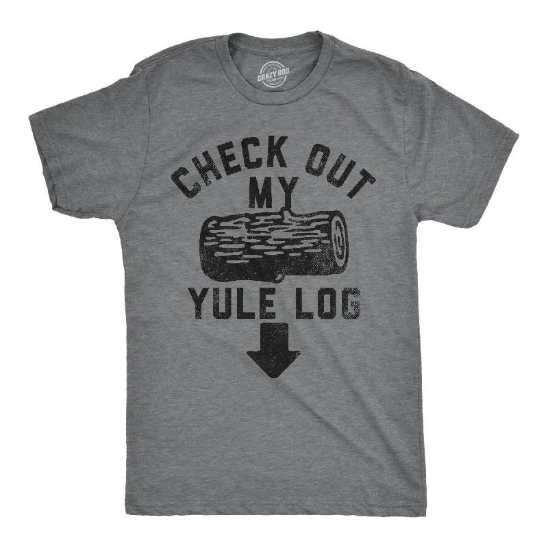 men's flannel shirts-Check Out My Yule Log Men's T Shirt