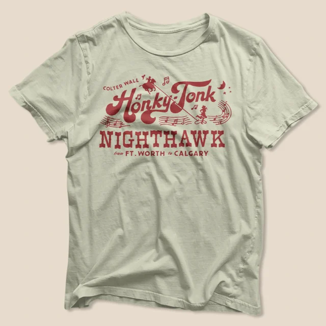 men's comfortable formal shirts-Colter Wall Honky-Tonk Nighthawk T-Shirt Natural