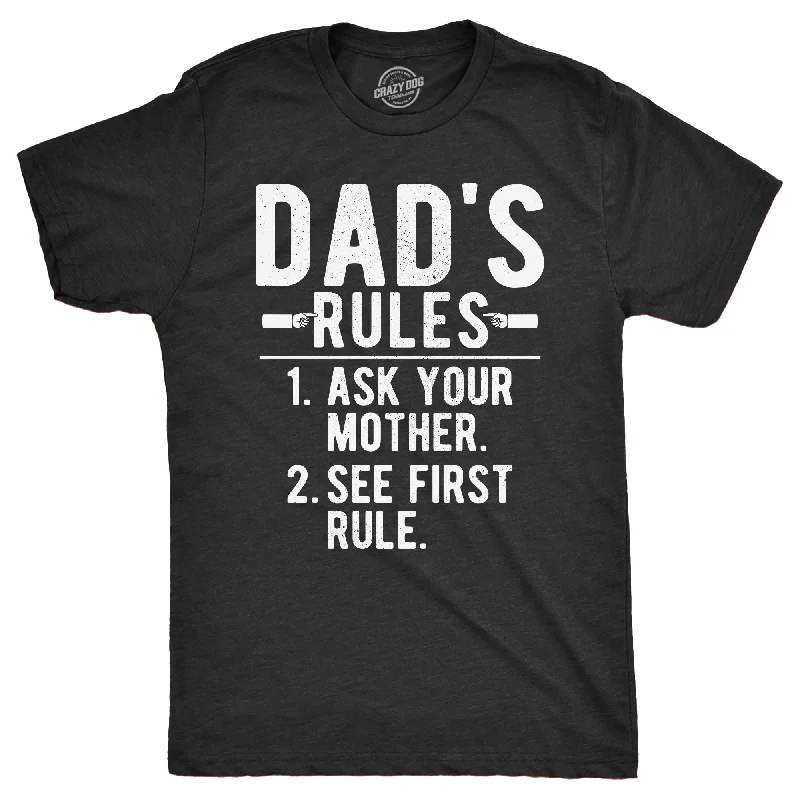 men's checkered long-sleeve shirts-Dads Rules Men's T Shirt