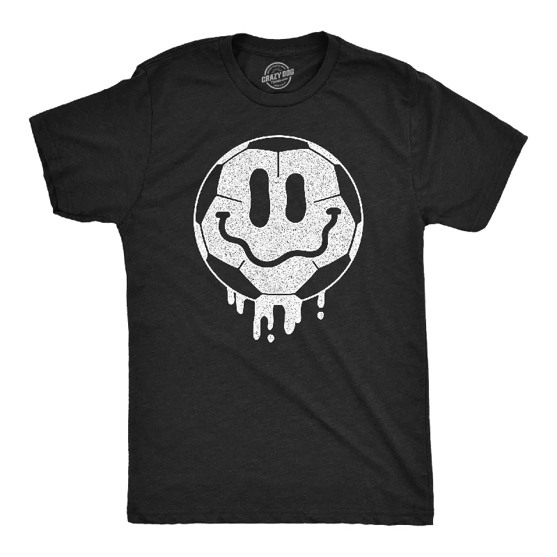 men's shirts with contrasting collars-Dripping Soccer Ball Smile Men's T Shirt