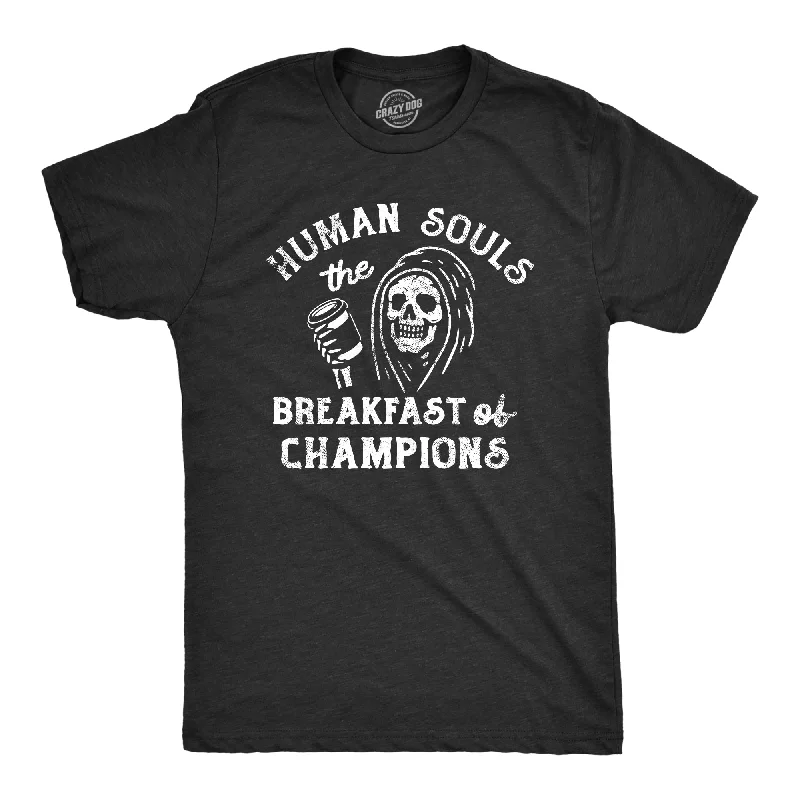 men's casual work shirts-Human Souls The Breakfast Of Champions Men's T Shirt