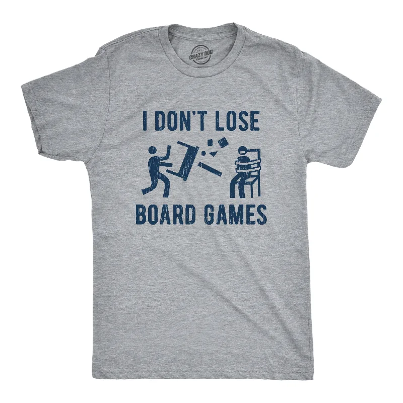 men's long sleeve button-up shirts-Mens I Dont Lose Board Games T shirt Funny Gift for Family Hilarious Saying