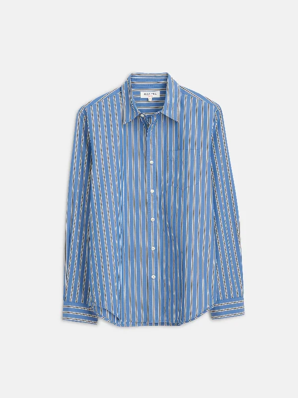 men's grey shirts-Mill Shirt In Halo Stripe