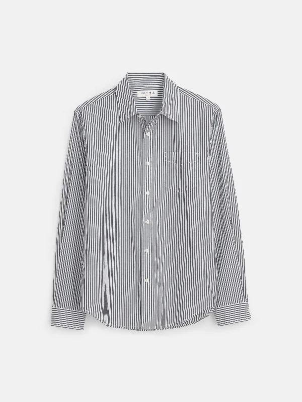 stylish men's dress shirts-Mill Shirt in Striped Cotton Poplin