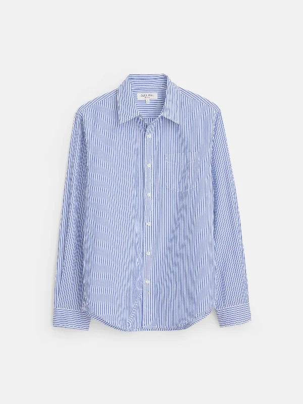 men's comfortable dress shirts-Mill Shirt in Striped Poplin