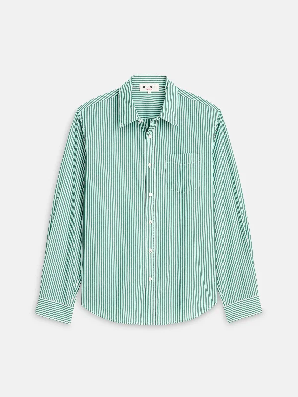 men's shirts for daily wear-Mill Shirt in Striped Cotton Poplin