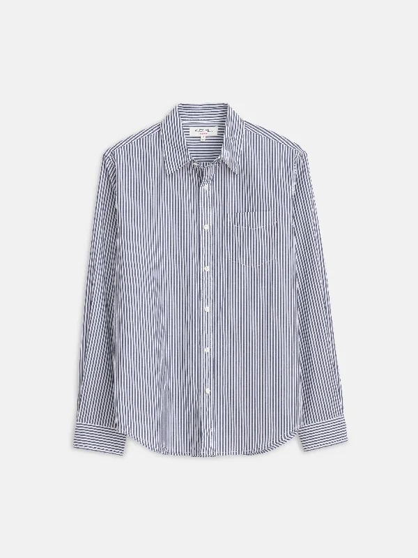 men's athletic shirts-Mill Shirt in Striped Cotton Poplin