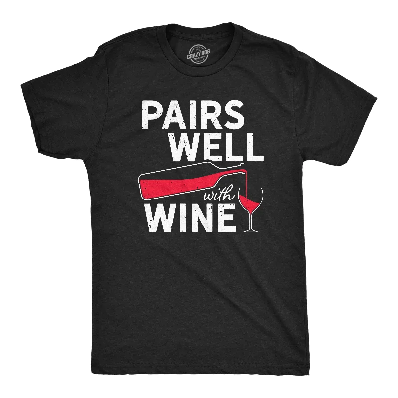 men's long-sleeve casual shirts-Pairs Well With Wine Men's T Shirt