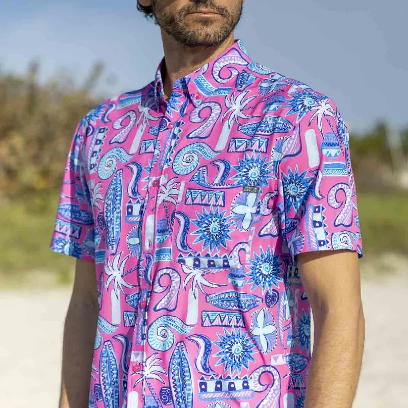 luxury men's shirts-Pink Sand Beach – KUNUFLEX Short Sleeve Shirt