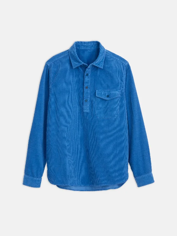 men's slim-fit long sleeve shirts-Carter Popover Shirt in Fine Wale Corduroy