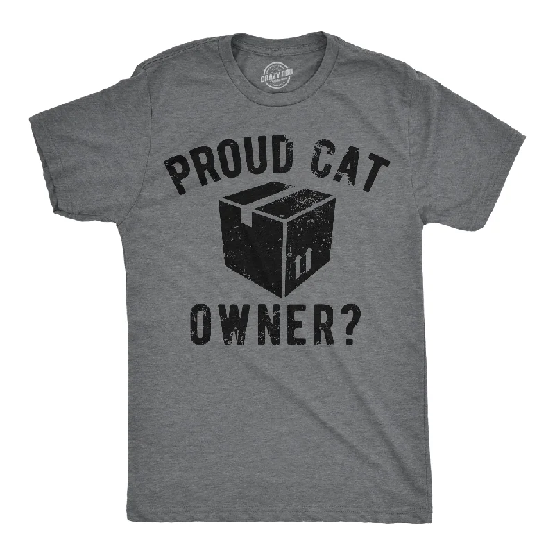 men's dark-colored shirts-Proud Cat Owner Men's T Shirt