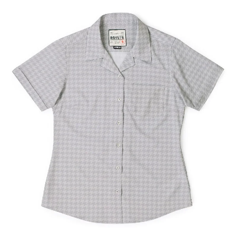 men's shirts with cufflinks-Release the Houndstooth – Women's KUNUFLEX Short Sleeve Shirt