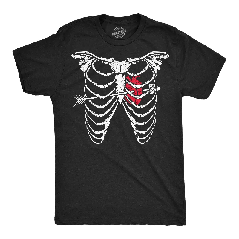 men's tailored business shirts-Ribcage Arrow Heart Men's T Shirt