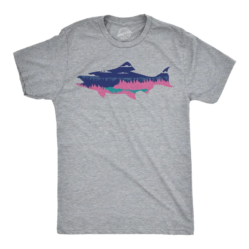 men's sportswear shirts-Salmon Landscape Men's T Shirt