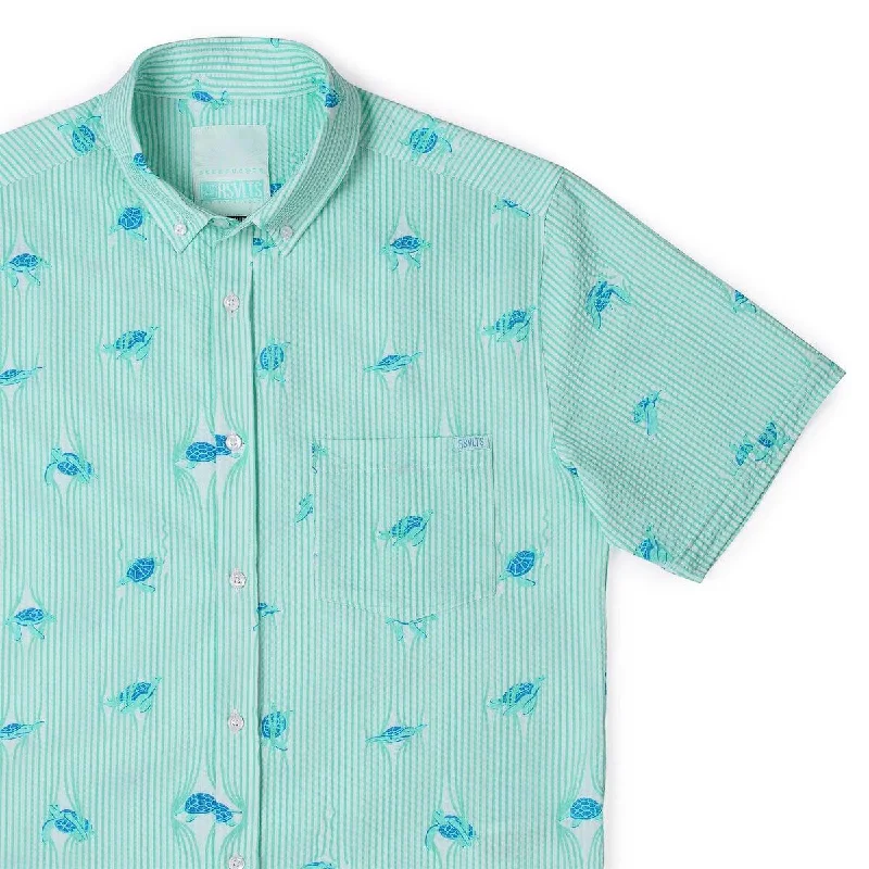 best men's shirts for fall-Sea Turtles – Stretch Seersucker Short Sleeve Shirt