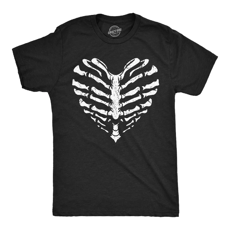 men's fun casual shirts-Skeleton Ribcage Heart Men's T Shirt