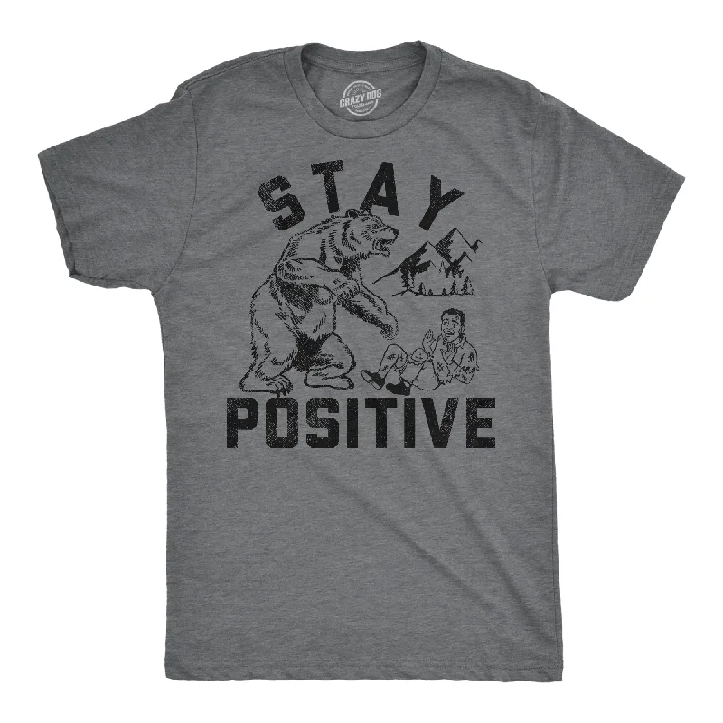 men's comfortable dress shirts-Stay Positive Bear Attack Men's T Shirt