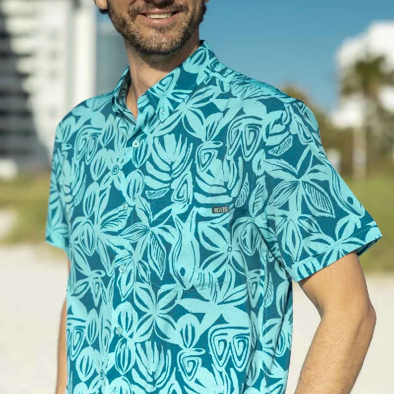 men's slim fit shirts-Sweet Blue Sea – KUNUFLEX Short Sleeve Shirt