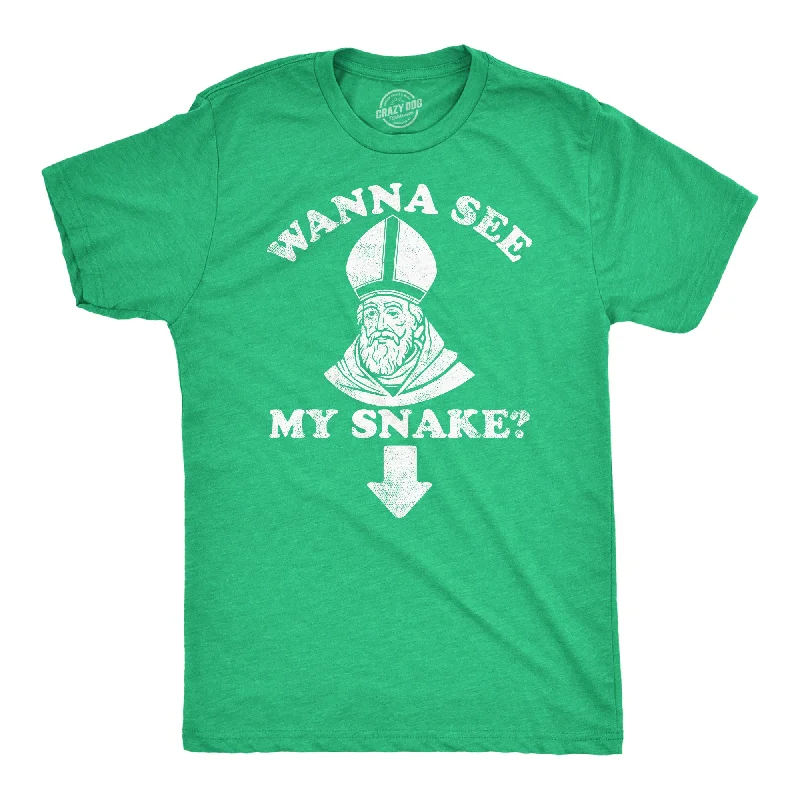 men's casual shirts for work wear-Wanna See My Snake Men's T Shirt